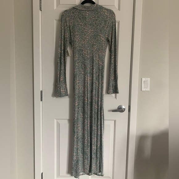 Free People Shayla Floral Long Sleeve Wrap Midi Dress Size S - Mint Combo - NWT - Picture 6 of 16